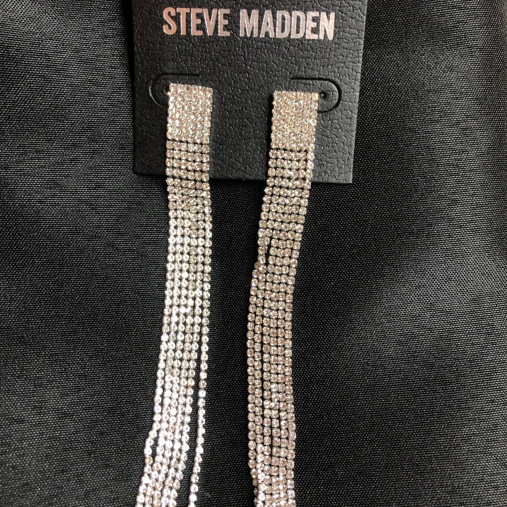 Steve Madden fancy long earrings , silver tone
